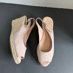 Women’s Peep-Toe Slingback Espadrille Wedges — Blush Pink. EU 40